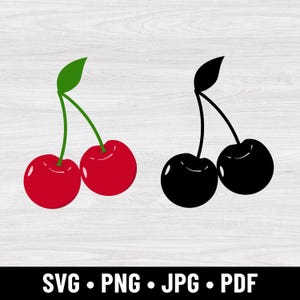 Ciliegia SVG: Clipart di frutta, grafica vettoriale estiva (download digitale)