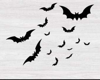 Halloween vliegende vleermuizen SVG, griezelige vleermuis clipart, digitale download