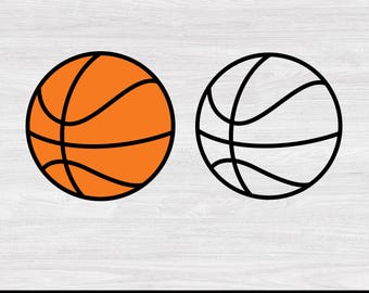 Basketkontur SVG, sportbollvektor, basketclipart för Cricut, silhuett, digital nedladdning