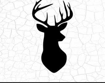 Deer Head SVG, Buck Hunting Clipart, Deer Silhouette Cut File, Instant Digital Download