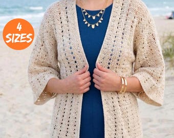 Haakpatroon voor een vest (PDF) | Boho openvallend kimono-vest | Oversized gehaakte damestrui XS-2XL