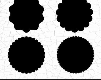 Okrąg falisty SVG, plik z wyciętą ramką, obramowanie tagu, kontur zdjęcia, pobieranie cyfrowe Cricut i Silhouette