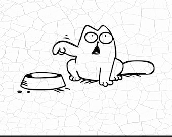 Lustige hungrige Katze Clipart, Doodle Haustier SVG, Cricut & Silhouette, digitaler Download