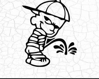 Jongen plassen SVG, grappige clipart, humoristische silhouetsnede-bestand voor Cricut & Silhouette (directe download)