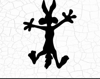 Wiluś E. Kojot SVG, Struś Pędziwiatr SVG, Dziki Kojot Clipart, Pliki do cięcia Kojota Splat, Sylwetka Cricut, Pobieranie cyfrowe