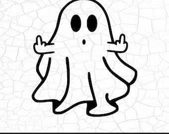 Ghost middelvinger SVG: Halloween-clipart, Cricut Cut-bestand (directe download)