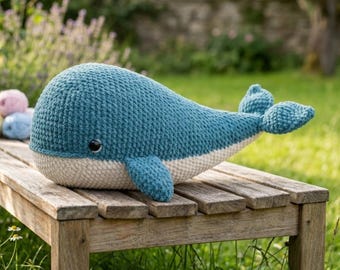 Haakpatroon voor een walvis (PDF), Amigurumi walvisknuffel, Gehaakt dier voor beginners, Eenvoudig gehaakt knuffeltje, Decoratie voor de kinderkamer