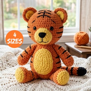 Patrón de tigre a crochet en PDF / Peluche de tigre amigurumi / Cachorro de safari de peluche / Tutorial de crochet