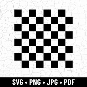 May include: Black and white checkerboard pattern on a white background with a cracked texture. The image includes the text "SVG • PNG • JPG • PDF" at the bottom, indicating file format options for digital downloads.