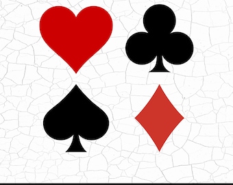 Speelkaarten SVG, poker vector clipart, Aces Cricut, Royal Flush silhouet, casinokaart