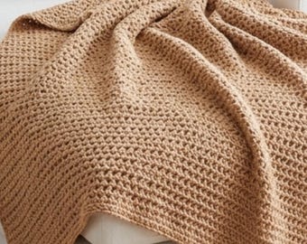 Beginner Crochet Blanket Pattern, Beginner Friendly Textured Throw, Easy PDF Afghan