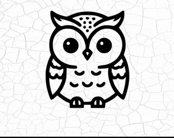 Uil SVG, schattige uil overzicht clipart, bos dieren silhouet, babyshower gesneden bestand voor Cricut & Silhouette