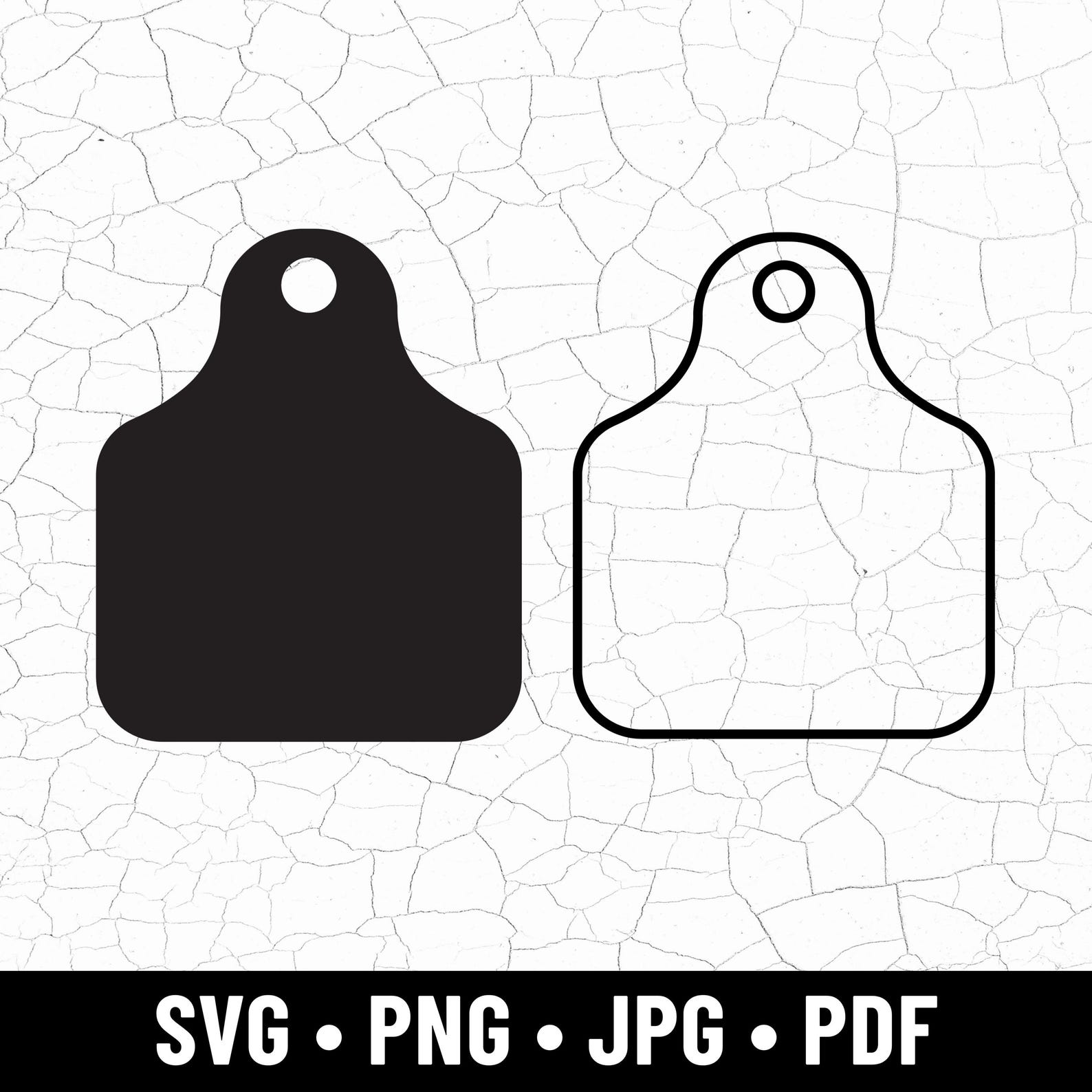 Cow Tag SVG, Cattle Ear Tag Clipart, Livestock Ear Tag Outline, Cow Tag ...