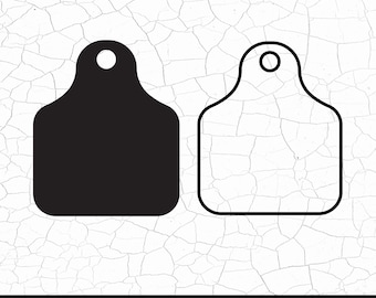 Koe tag SVG, vee oormerk clipart, vee oormerk overzicht, koe tag png, landbouwhuisdieren tag silhouet, instant digitale download
