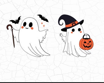 Fantasma SVG, Fantasma di Halloween SVG, Clipart di fantasmi carini, File di taglio di fantasmi, Contorno di fantasma spettrale, Fantasma di zucca, Download digitale