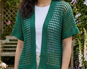 Haakpatroon voor een vest | Mesh vest voor beginners | Zomertrui voor dames XS-3XL | Eenvoudig gehaakt jasje, haakhandleiding
