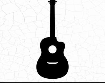 Guitar SVG, Acoustic Guitar Silhouette Svg, Guitar Clipart, Guitar Vector Png, Music Cricut Cut File