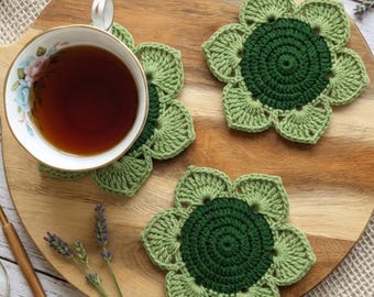 Patroon gehaakte onderzetter voor beginners (pdf) | Haakpatroon bloemenonderzetter | Gemakkelijke boho-onderzetter doe-het-zelf | Snel cadeau-haakpatroon