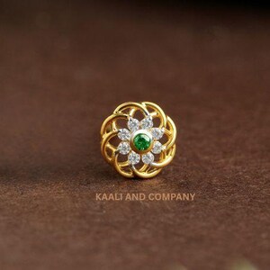 Solid Gold Daisy Nose Pin with Ruby and Diamonds (6.2MM)