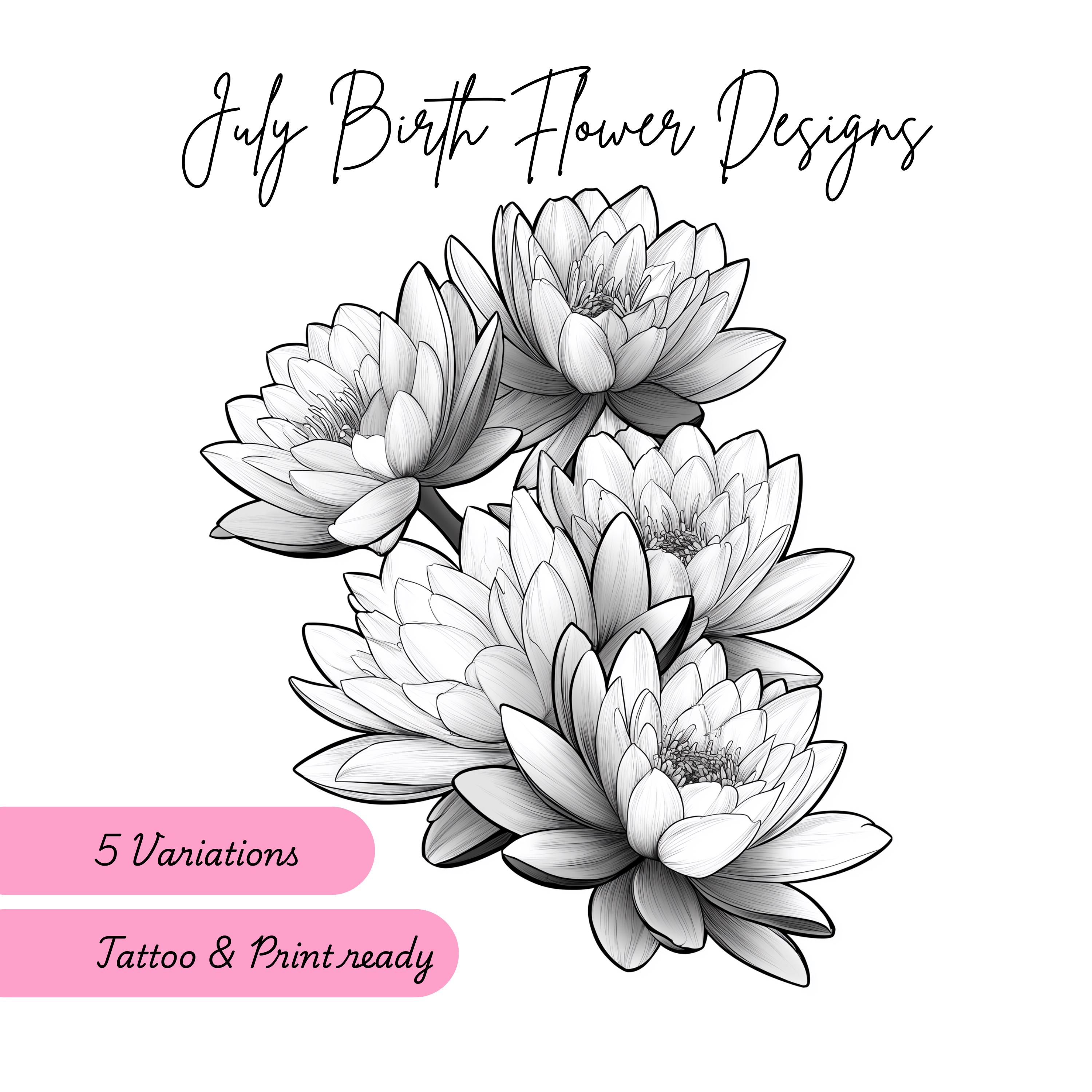July Birth Flower Design, Water Lily Flower, 5 Variations, Floral Tattoo  and Print Design, Flower Gift, Digital Download - Etsy New Zealand
