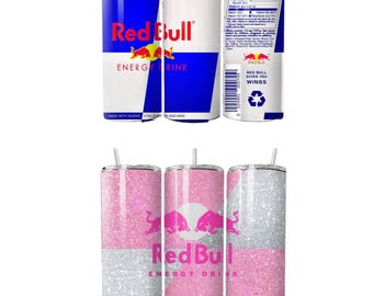 Kubek energetyczny Red Bull 20 uncji | Wąski kubek inspirowany napojem energetycznym | Izolowany kubek ze stali nierdzewnej ze słomką | Pomysł na prezent Red Bull