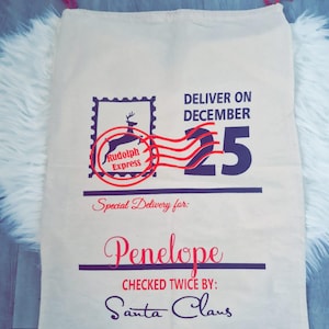 Christmas Children’s Present Sacks – Personalised Santa Gift Bags | Reusable Holiday Stockings | Kids’ Xmas Sack with Name