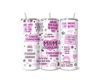 Funny Mum Swear Vocabulary 20oz Tumbler – Sarcastic Mum Gift, Insulated Travel Cup, Mother&#39;s Day Present, Mum Life Humor, UK Mum Tumbler