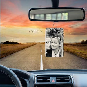 Custom Personalised Car Air Freshener – Photo, Name, or Text – Funny, Pet, Couple Gift – Scented Hanging Freshener – Car Accessory Gift