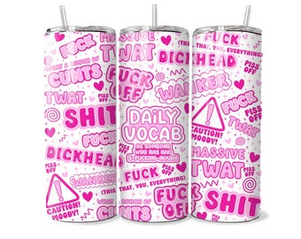 Sweary Vocabulary 20oz Tumbler – Rude Funny Gift, Sarcastic Travel Mug, Insulated Swear Word Cup, Offensive Adult Humor Tumbler, Foul Mouth