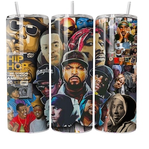 Gobelet musique hip-hop 20 oz – Cadeau pour amateur de rap, tasse en acier inoxydable de style urbain, gobelet de voyage Music Vibes avec couvercle et paille