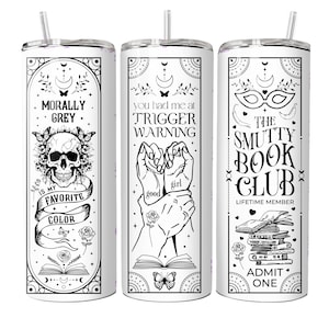 Gobelet Smutty Book Club - Gobelet d'avertissement de déclenchement 20 oz - Cadeau épicé pour les amateurs de livres - Gobelet lecteur romantique - Cadeau livresques drôle pour elle