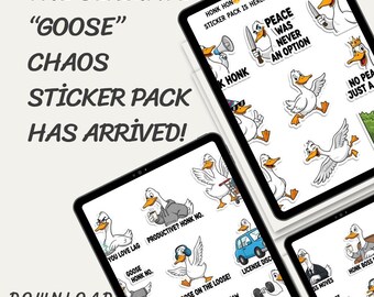 Goose Chaos Digital Sticker Pack | Funny Meme Stickers for GoodNotes, Notability, PNG Instant Download