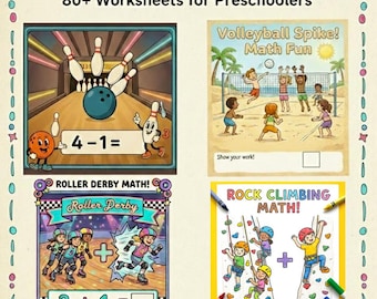 80+ Sports Math Worksheets for Kids - Fun - Printable - Homeschool - Teacher Research - Addition - Subtraction
