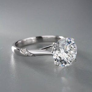 3 CT Round Cut Certified Moissanite Diamond Ring, 10K 14K 18K Solid White Yellow and Rose Gold Engagement Ring Anniversary Gift Ring
