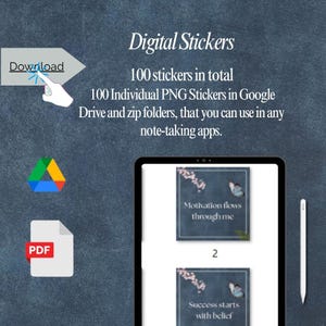 Affirmation Digital Stickers, Uplifting Words for Daily Positivity, Printable Motivational Stickers | Self-Care, Mental Health, 100 Stickers