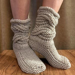 Slipper Women Socks, Cozy Woolen Socks, Hand Knitted Socks, Cozy Gift for Her, Soft Wool Socks. Zephyrsocks.
