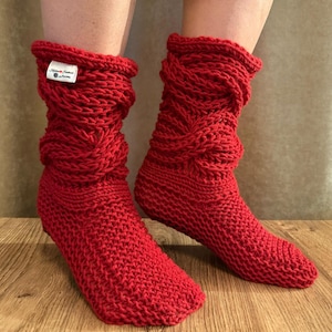 Slipper Women socks, Cozy Woolen Socks, Hand Knitted Socks, Cozy Gift for Her, Soft Wool Socks. Zephyrsocks.