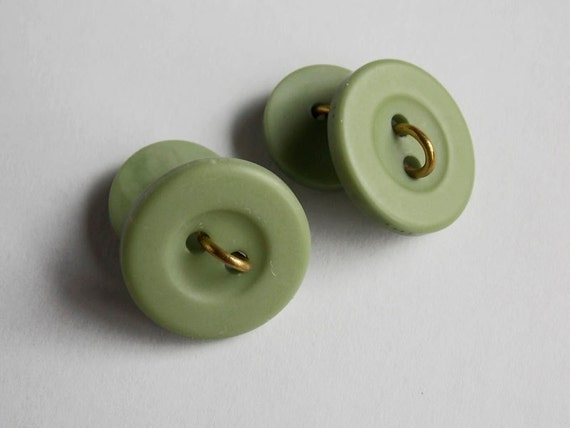 Green Button Cufflinks - image 1