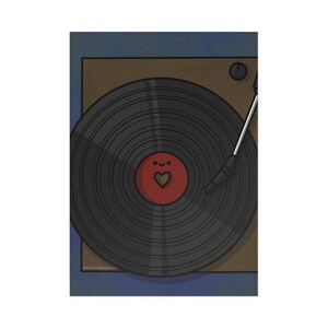 Cute Vinyl Record Fine Art Postcards, Music Lover Gift, Retro Decor, Cute Stationary, Wall Art