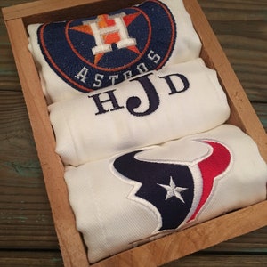 Personalized Burp Cloths, Set of 3 House Divided Football and Baseball Teams