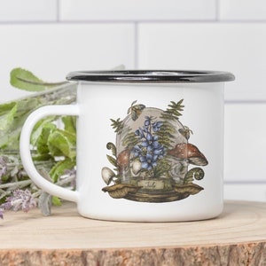 July Birth Flower Campfire Mug 10 oz. * Personalizeable * Stainless Steel with Enamel * Rustic Cottagecore Gift for Birthday, Housewarming