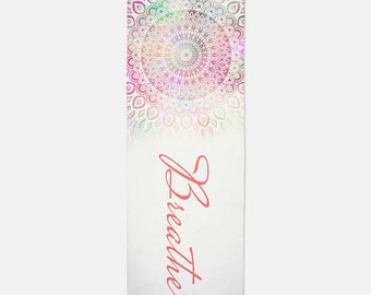 Customizable Yoga Mat Towel - Pastel Mandala - Non-Slip for Hot Yoga, Humid Climates - Relaxing Yoga Gift for Mom, Sister - Travel, Beach