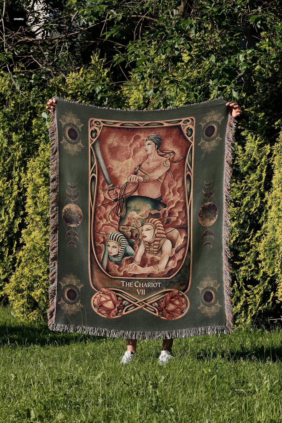 Tarot Pattern Print Hooded Blanket