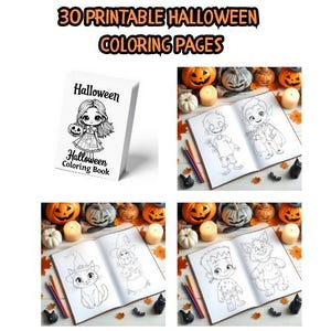 Halloween Coloring Pages Bundle – 30 Cute  Spooky Designs for Kids & Adults, Printable Halloween Activity, Digital Download PDF/PNG