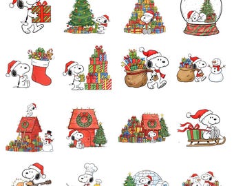 Christmas Snoopy PNG Bundle, Holiday Cartoon Designs (Digital Download)