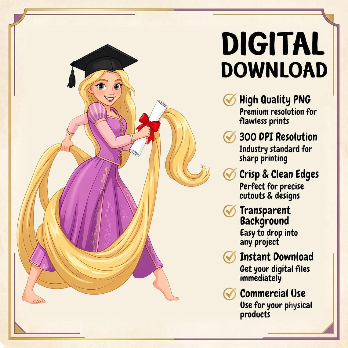 Phd Princess Cartoon Princess Graduation Png Bundle, Cartoon Character Png, Cute ...