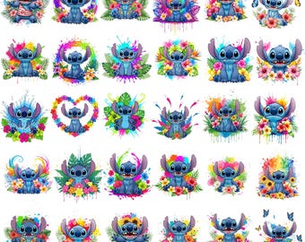 Stitch PNG Clipart Bundle, Cricut & Silhouette Designs (Digital Download)