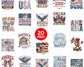 America 250th Anniversary PNG Bundle, 1776-2026 Designs Fourth of July PNG, America's Birthday Pngs, 4th of July Png Bundle Digital Download