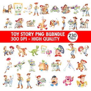 Toys Story Png Watercolor Bundle, Toy Story 5 Characters PNG, Buzz Lightyear Woody Jessie Digital Clipart, toy Story 230 png Bundle