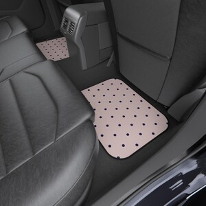 Cute Polka Dot Car Mats | Blush Pink and Navy | Non Slip Floor Mats Set | Aesthetic Car Accessories Front and Rear Mats | Gift for her image 7
